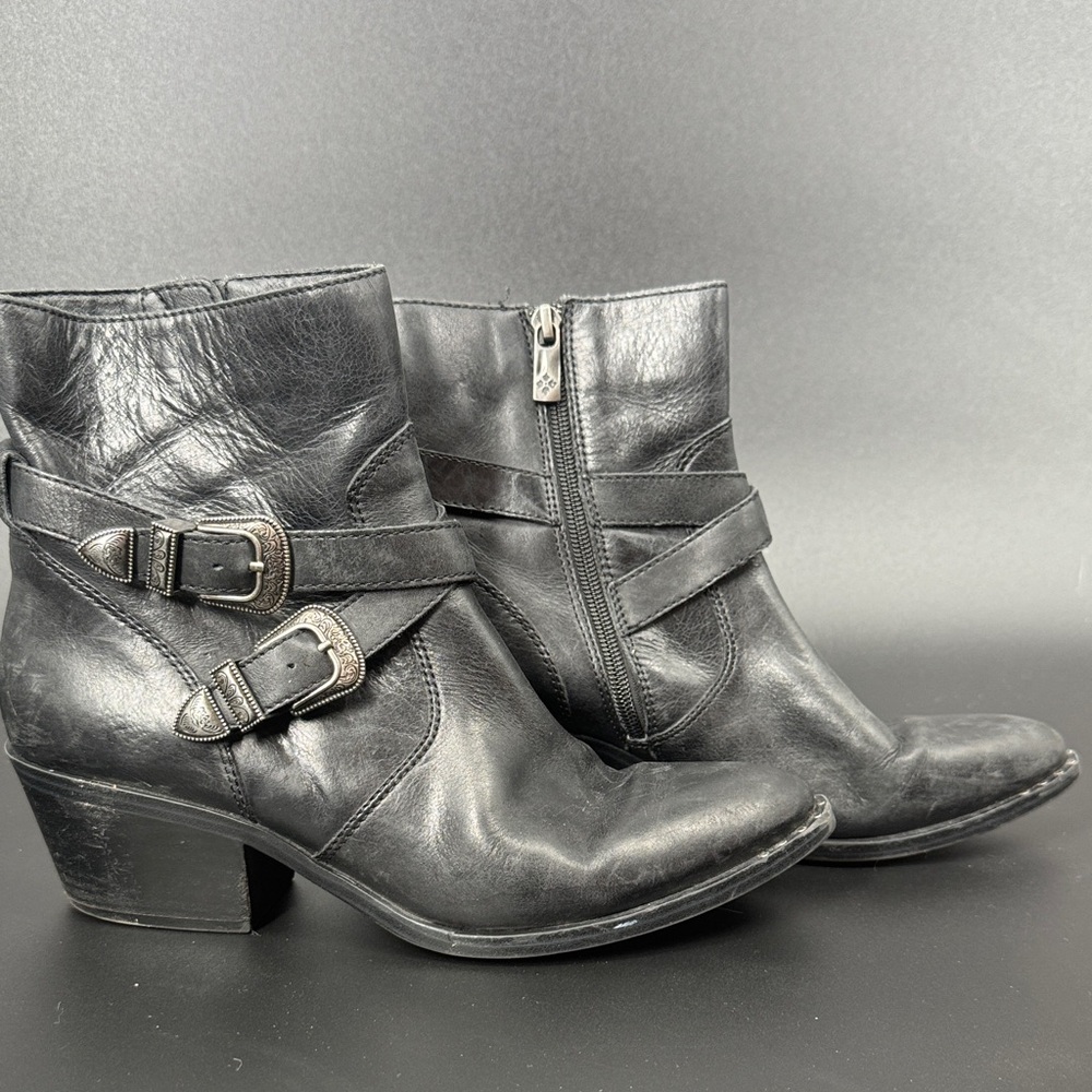 Patricia Nash Leather Ankle Boots with Buckle Detail